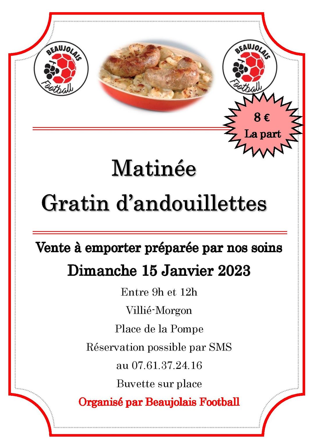 Matinée gratin d'andouillettes villie-morgon - Beaujolais foot