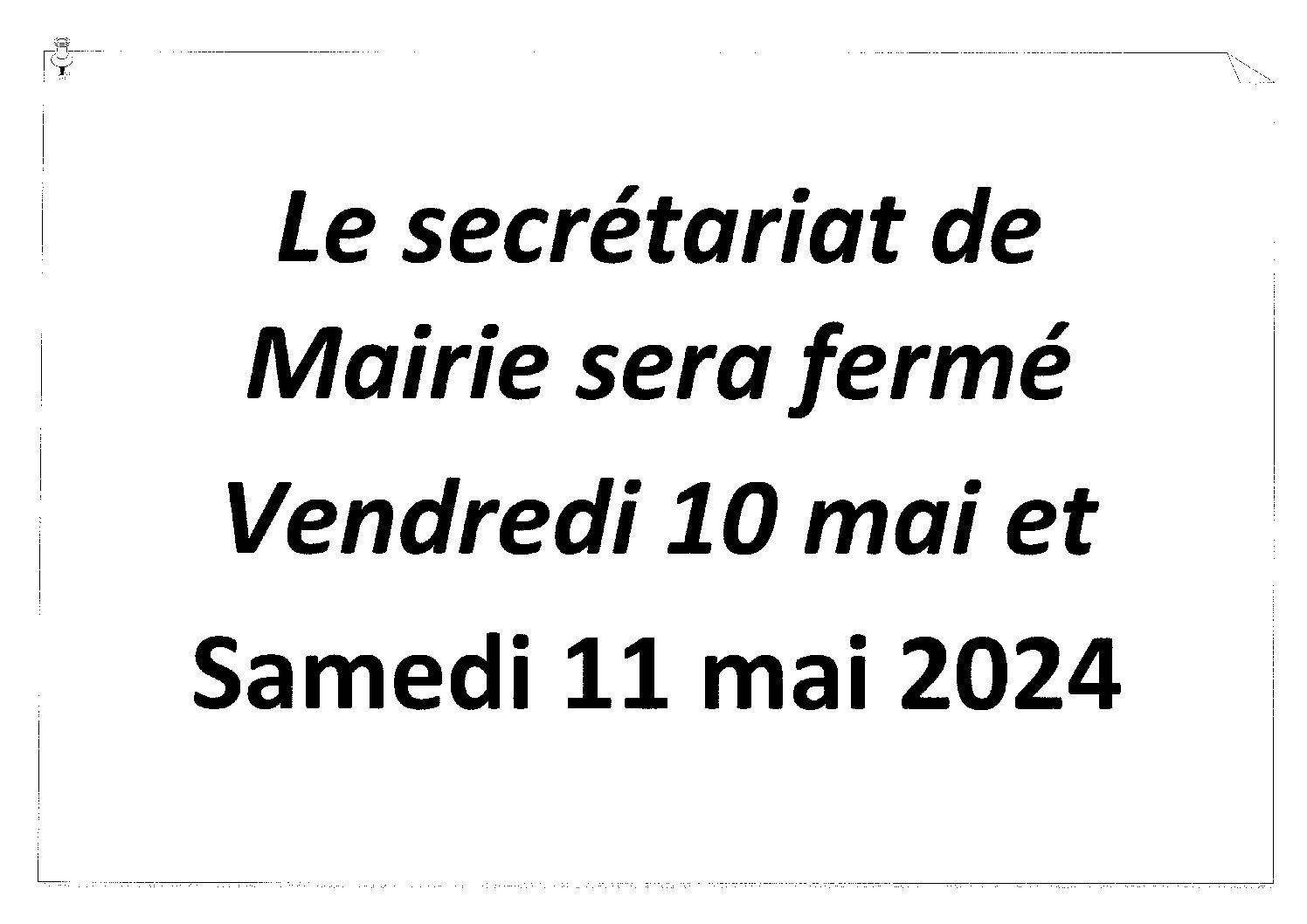 Fermeture Secrétariat Mairie