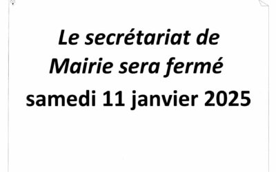 Fermeture secrétariat Mairie